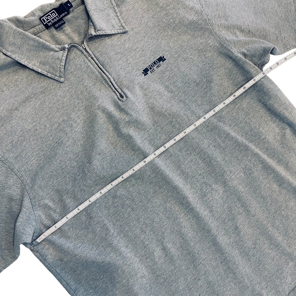 VTG Polo Ralph Lauren 1/4 Zip Unique 90s Shirt Men Large Gray Cotton USA SS READ - Picture 10 of 11